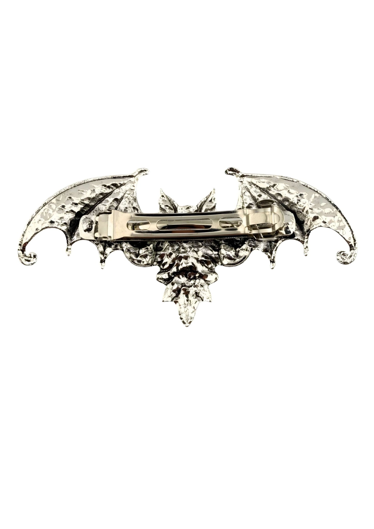 Silberner Gothic Fledermaus Haarklammer The Crawler mit Metall-Details