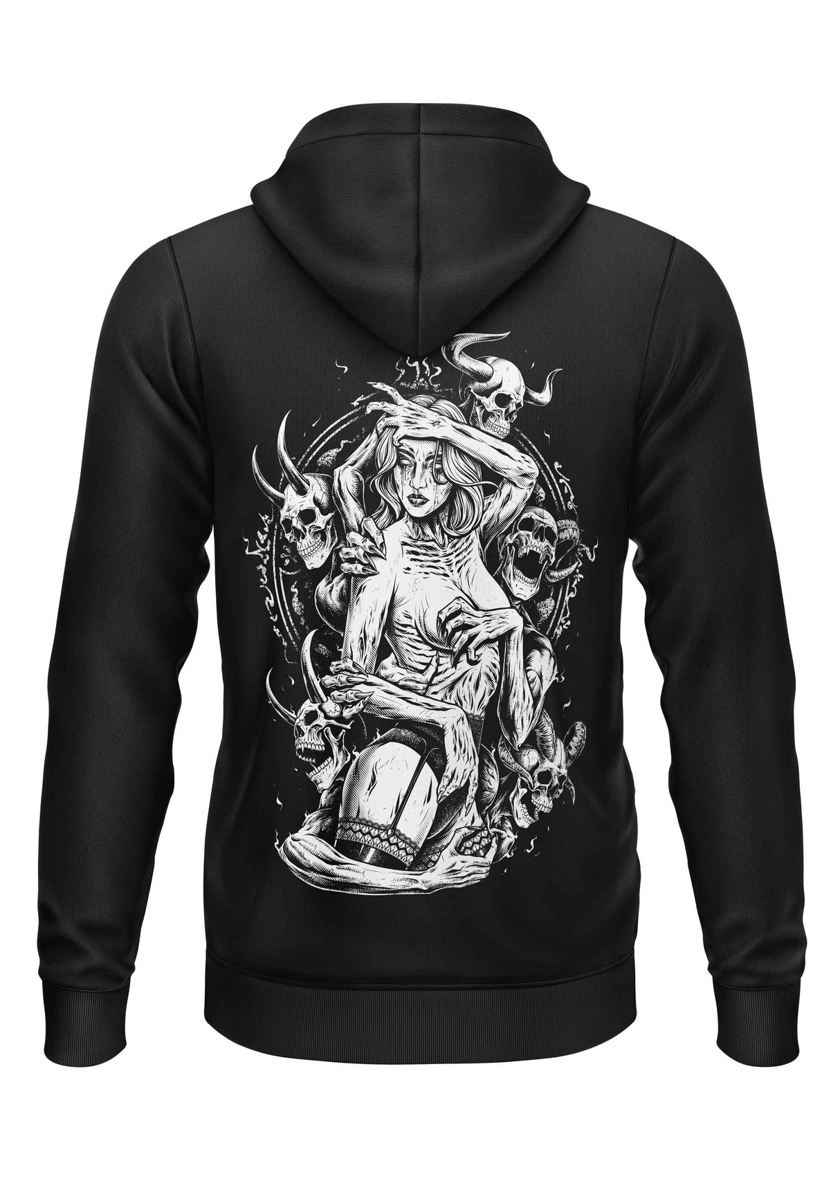 Schwerer Unisex Hoodie mit Skelett-Motiv, recyceltes Polyester