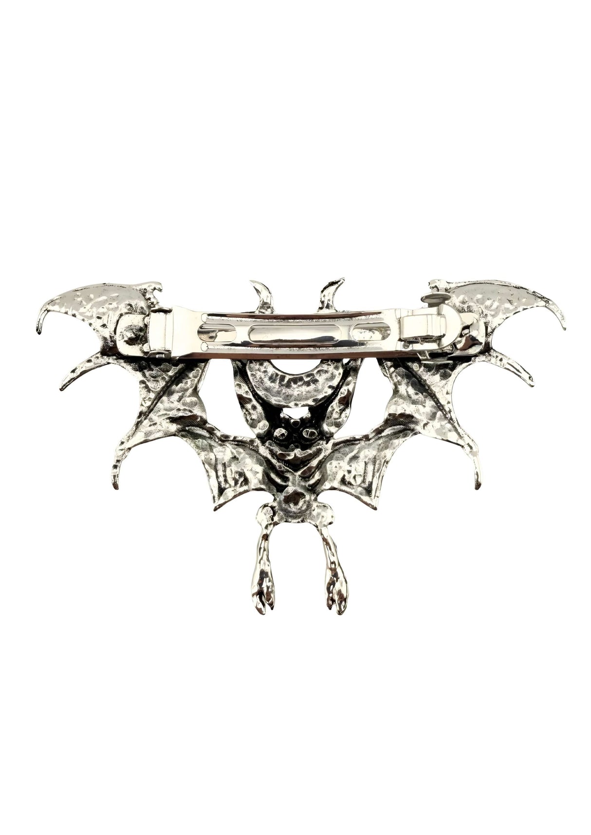 Silberner gotischer Metall-Bat-Brooch mit Totenkopf-Zentrum