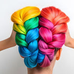 frau mit bunten haaren