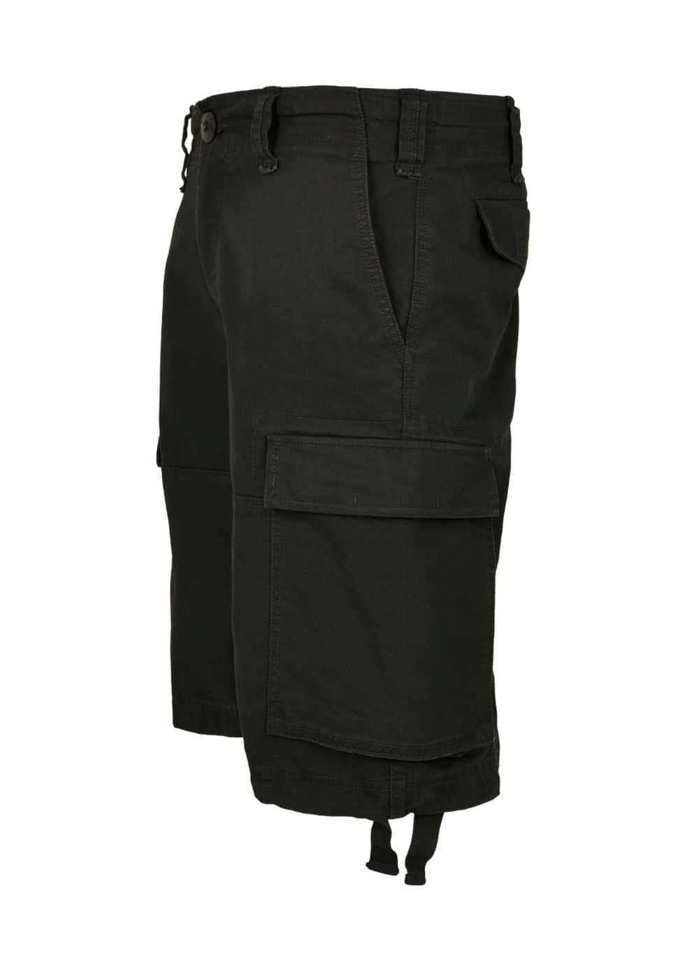 Schwarze Brandit Cargo-Shorts mit vielen Taschen und Kordelbund