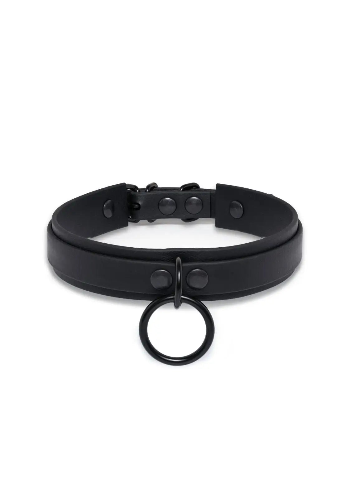 Schwarzer Leder-O-Ring-Choker EASURE mit verstellbarer Schnalle, Einzelheiten vergleichen EASURE