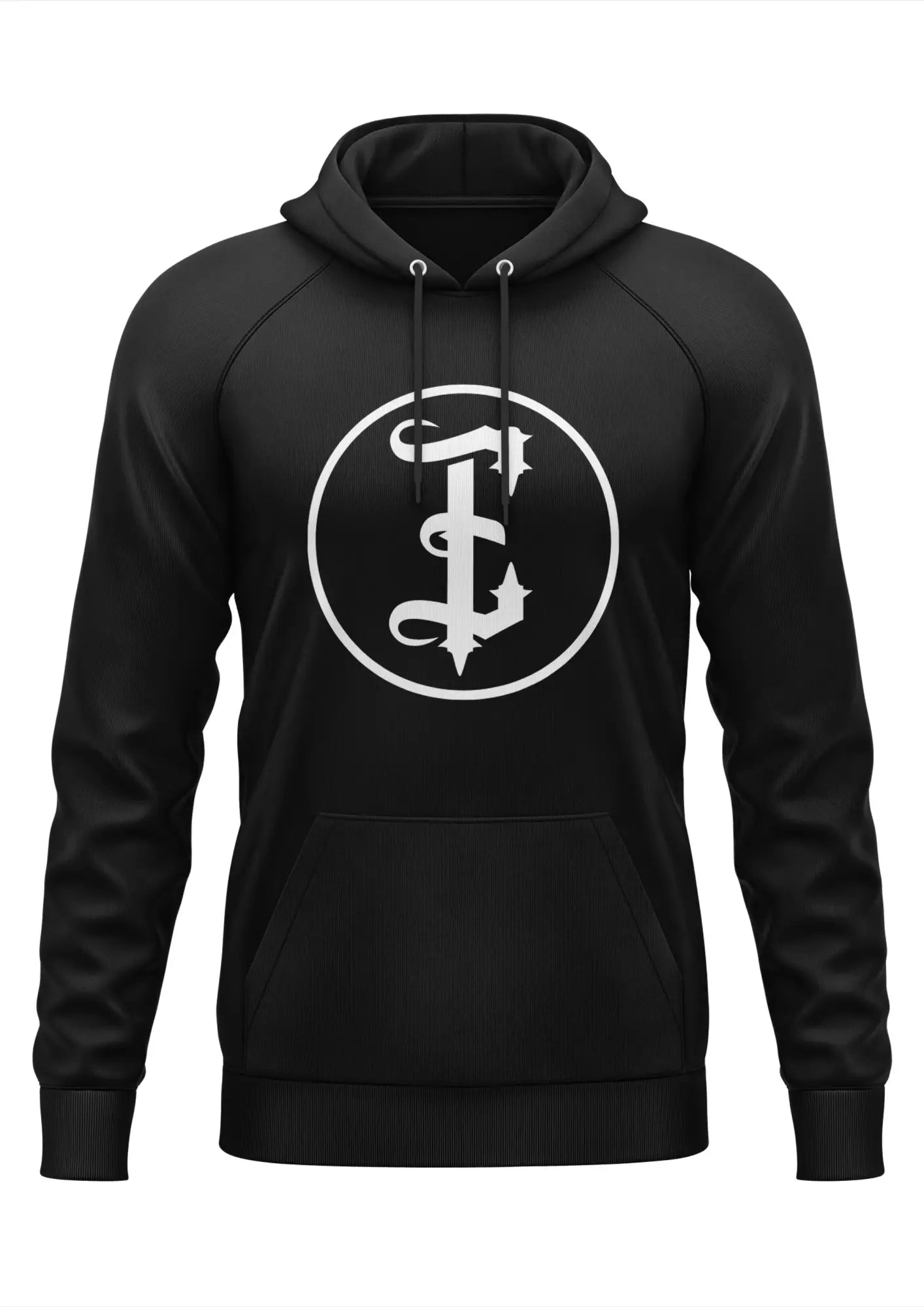 Schwarzer Unisex-Hoodie mit weißem P-Logo von Vampirschloss