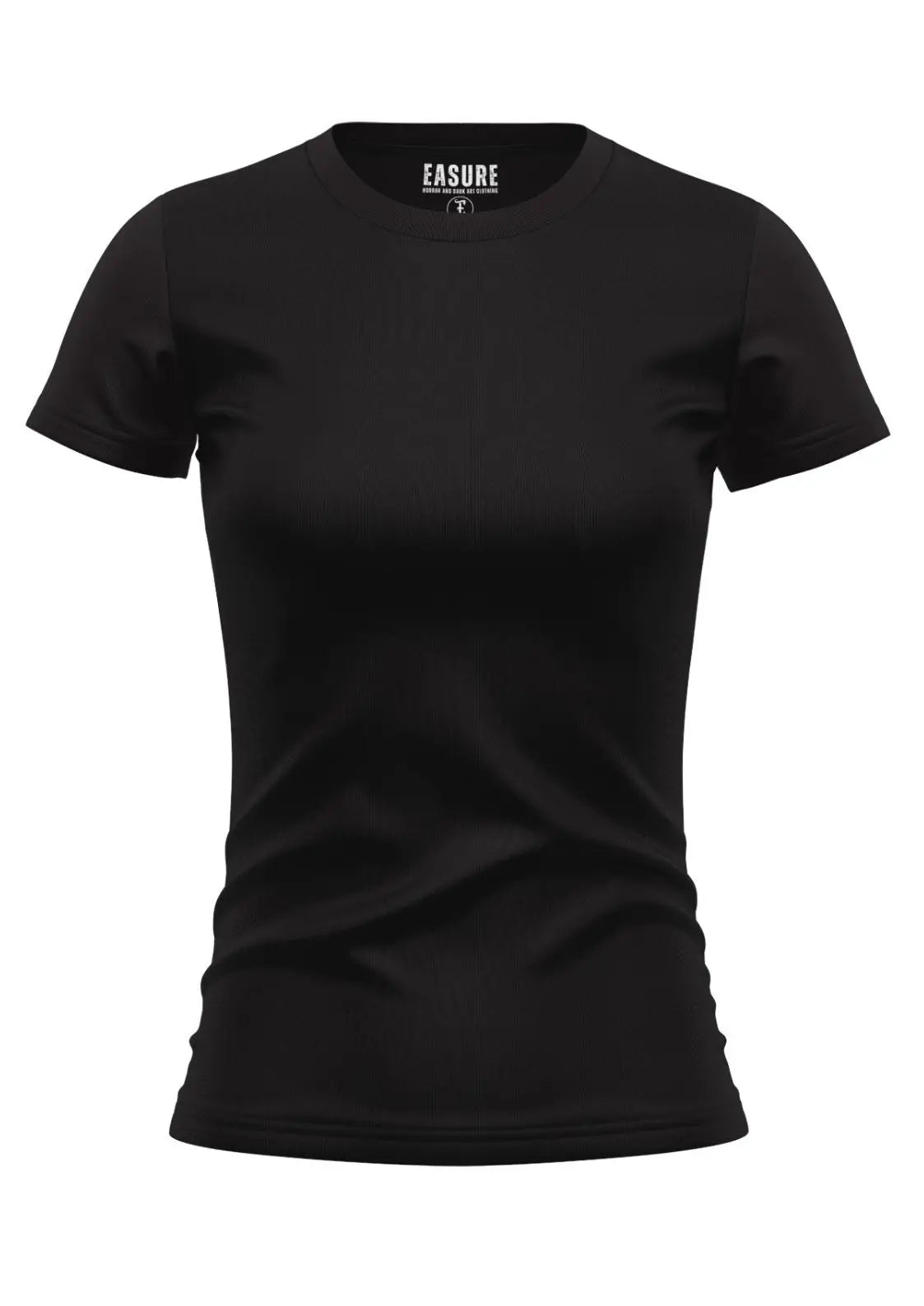 Schwarzes Gothic Girlie Shirt für Frauen, eng anliegend, kurzarm, Crew-Neck