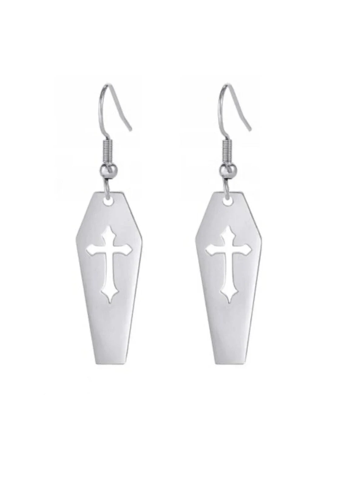 Silberne Sarg-Ohringe mit Kreuz-Ausschnitt aus OHRRINGE