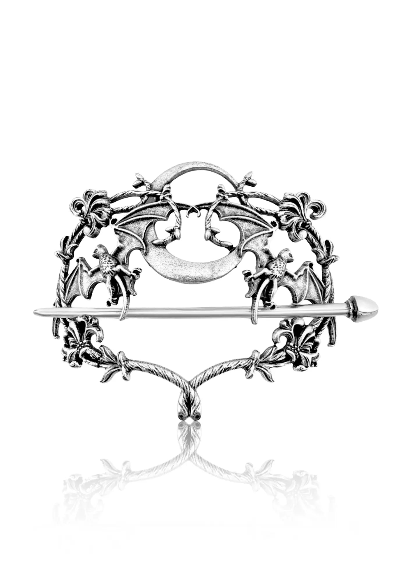 Silberner Fledermaus-Metall-Haarclip mit Mondmotiv, unisex