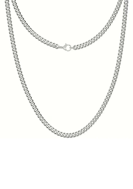 Silberfarbene dicke Gliederkette Halskette ohne Anhänger, poliert, Hakenverschluss
