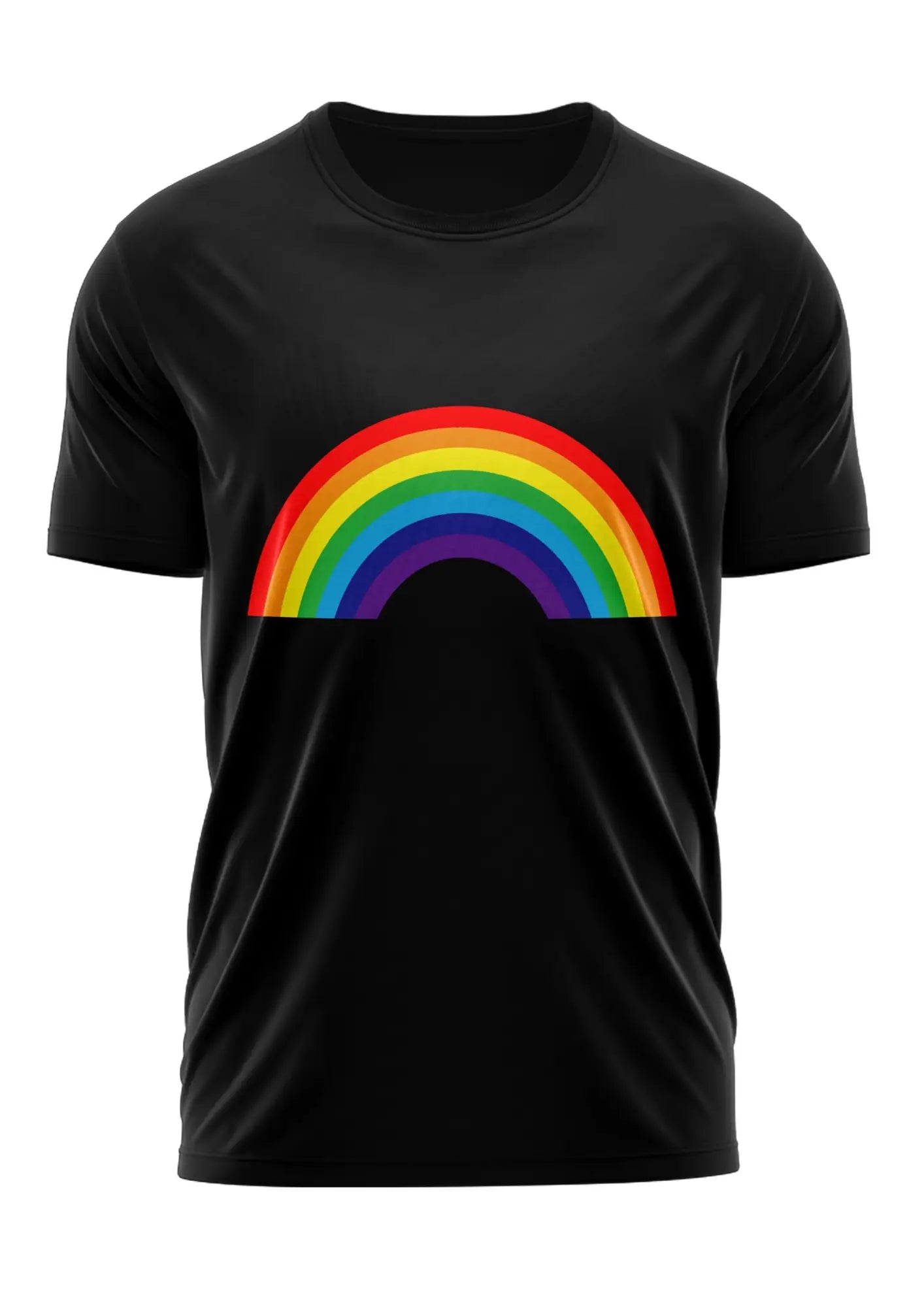 Schwarzes Unisex-T-Shirt mit Regenbogen-Print für LGBTQ.