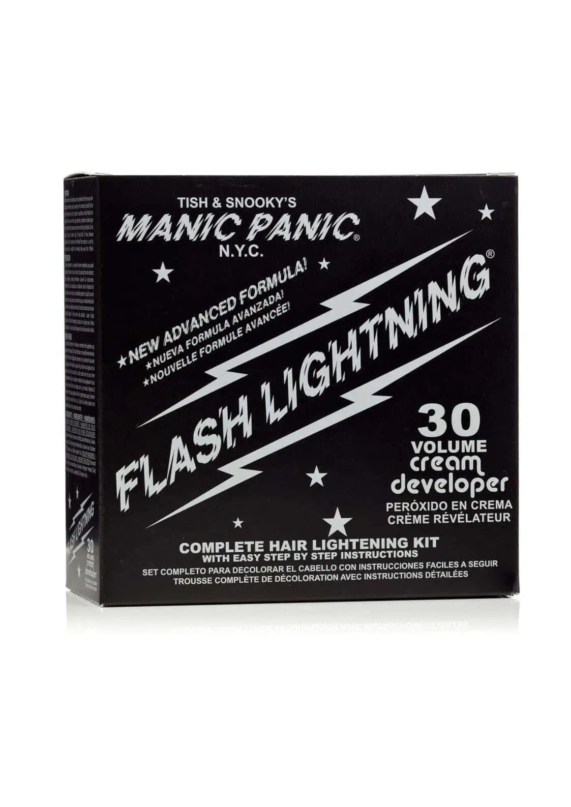 Schwarz weißer manic panic n.y.c. box in der manic panic kollektion mit panic vampire red farbe
