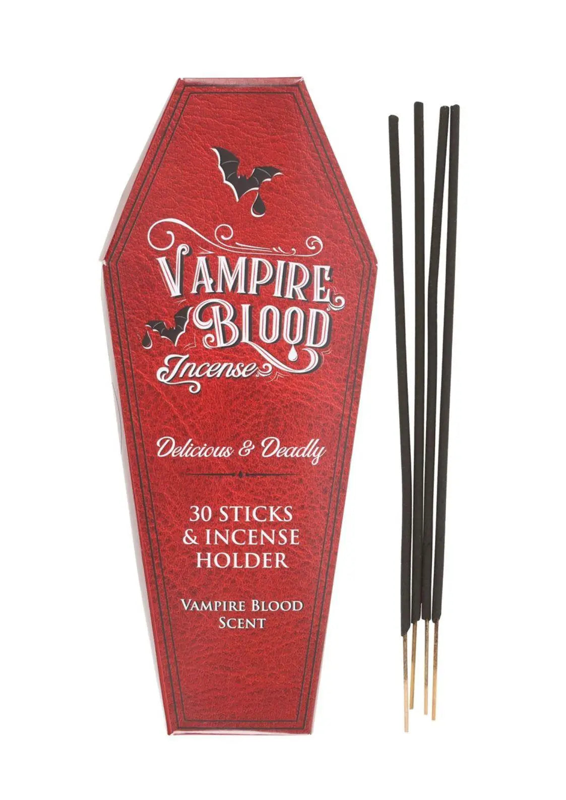 Rotes Sarg-ähnliches Räucherstäbchen-Set mit Vampir-Blut-Duft und Halter