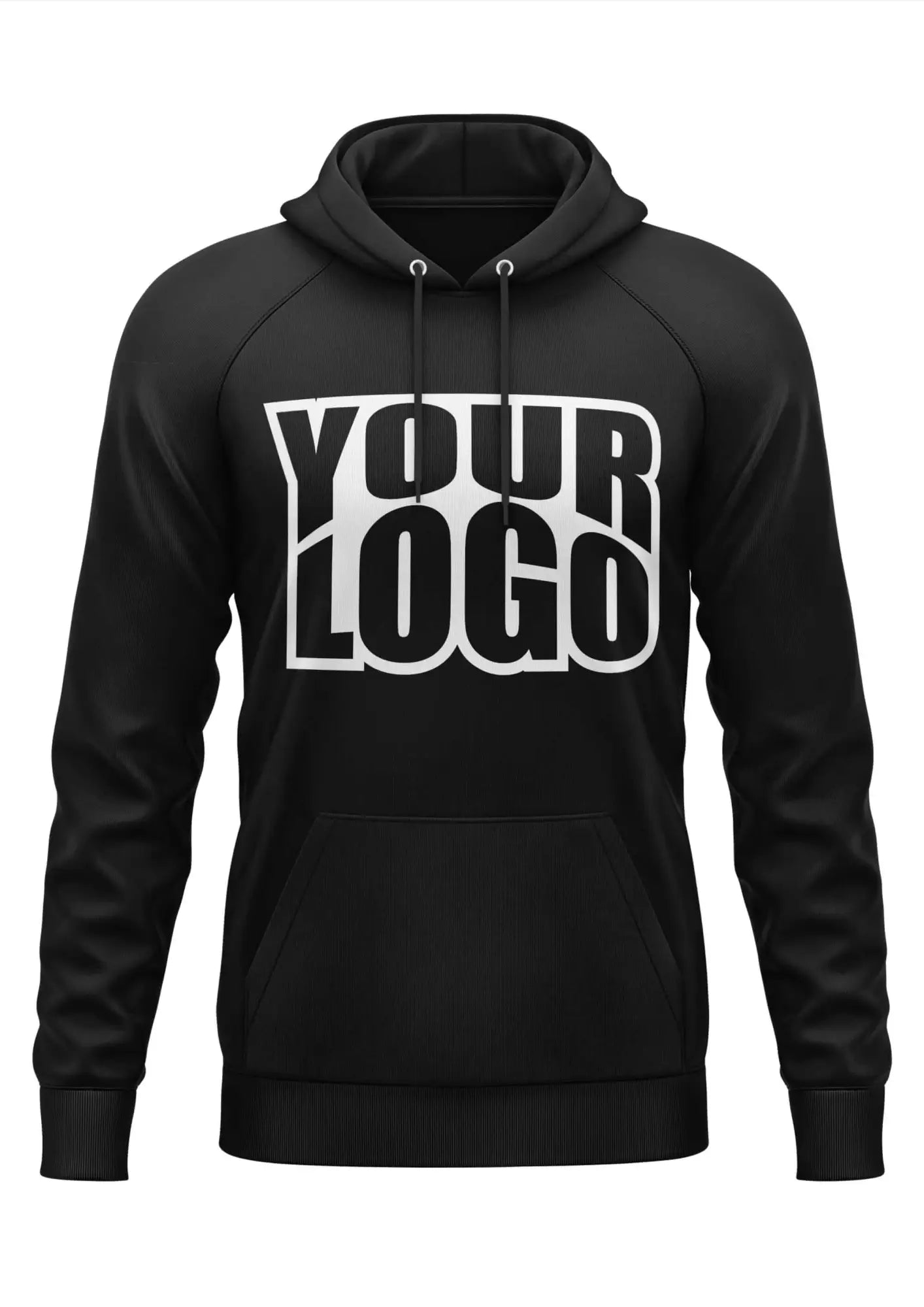 Schwarzer Unisex-Hoodie mit weißem Gothic-Logo, Shirt Druck