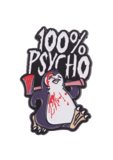 100% psycho enamel pin in bold colors perfect for gaia lizenzierte bekleidung and lizenzierte bekleidung ltd fans
