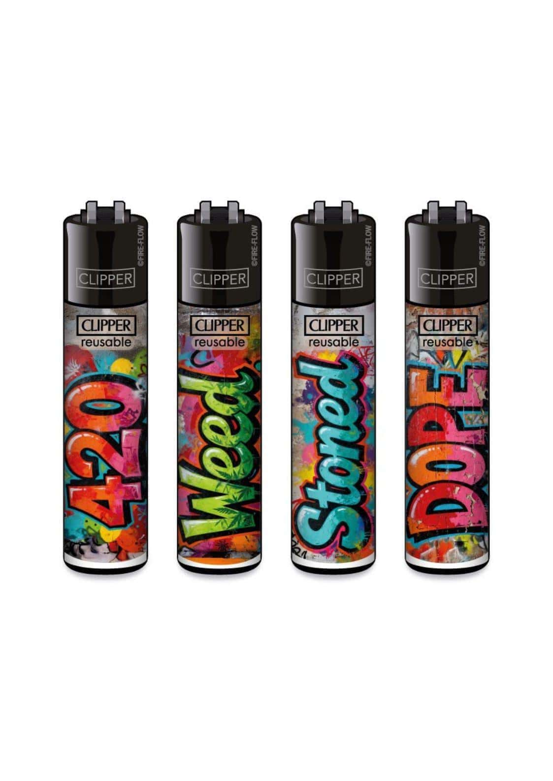 Clipper Feuerzeuge mit unterschiedlichen Graffiti Designs