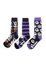 NIGHTMARE BEFORE CHRISTMAS - JACK &amp; SALLY SOCKS SET OF 3 - 38/46 - SOCKS 