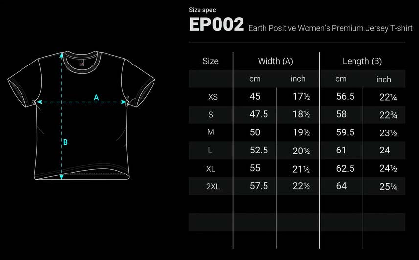 X GRÖßENTABELLE GIRLIE SHIRT EARTH POSITIVE