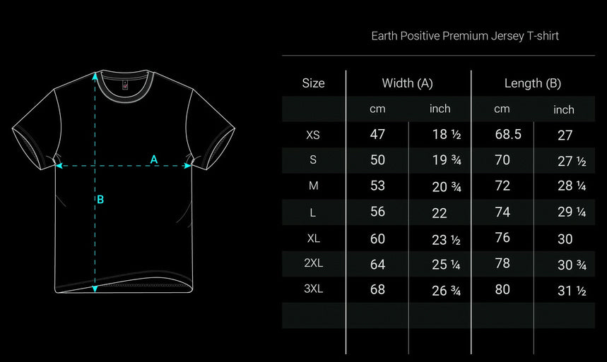 X GRÖßENTABELLE UNISEX SHIRT EARTH POSITIVE