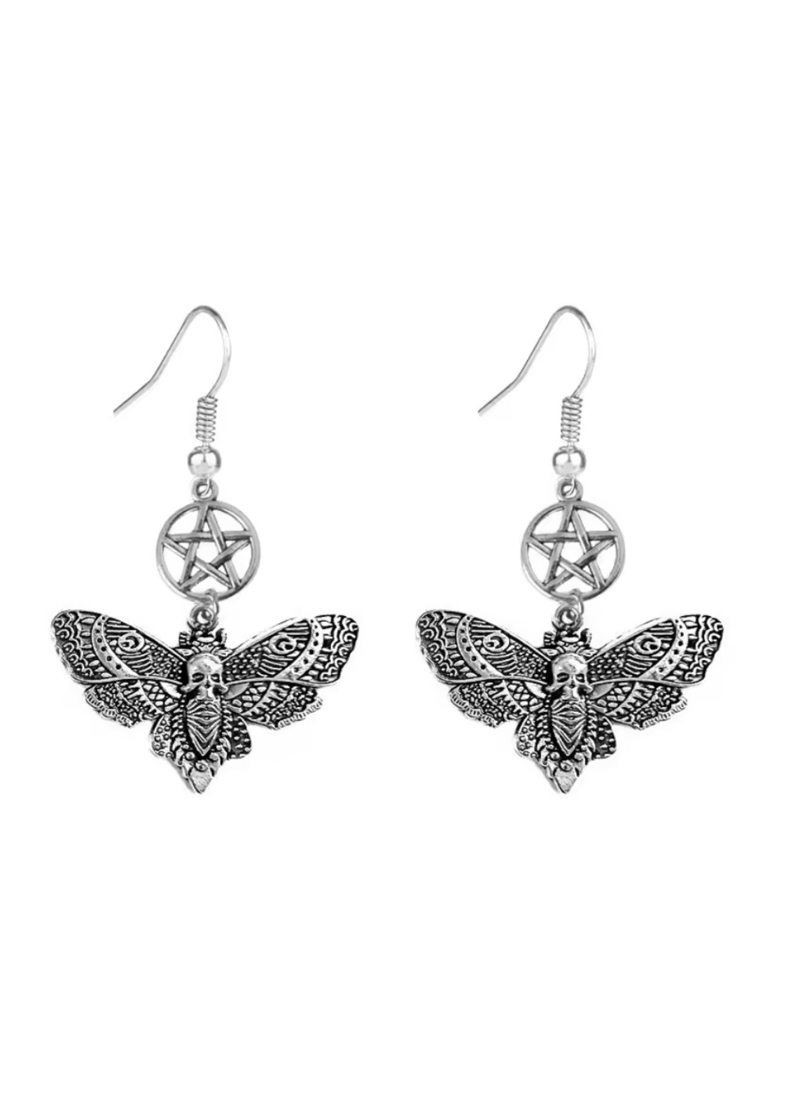 SKULL MOTH PENTAGRAM - EARRINGS