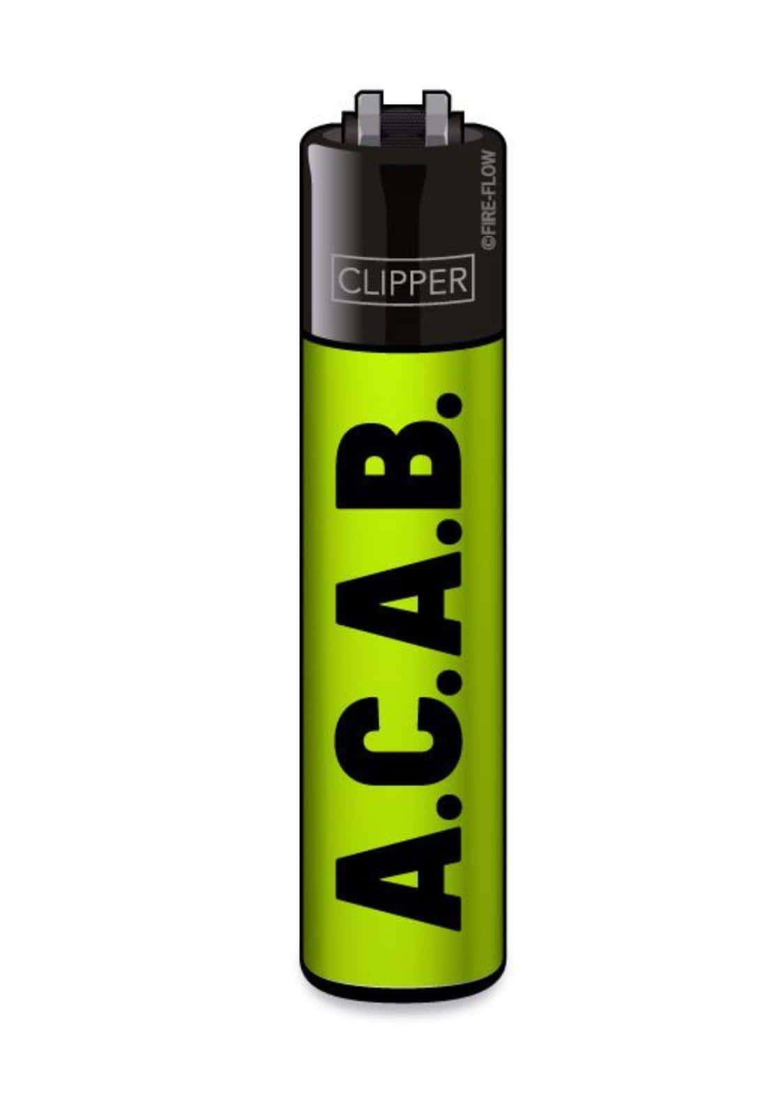 Vibrantes limettengrünes a.c.a.b. nachfüllbares clipper feuerzeug für gothic und dark fashion fans