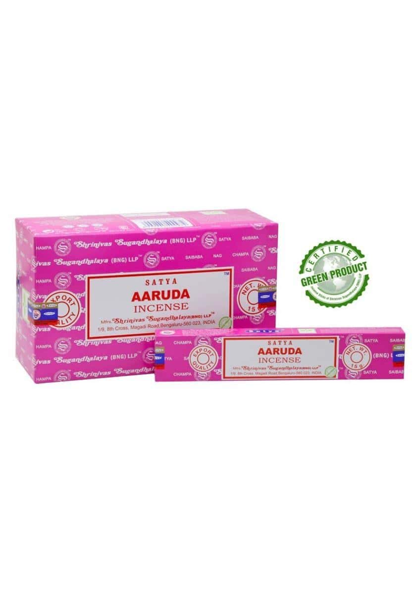Rosa satya aaruda räucherstäbchen im markenverpackung ideal für gothic kleidung und horror atmosphäre