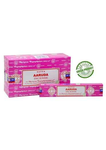 Rosa satya aaruda räucherstäbchen im markenverpackung ideal für gothic kleidung und horror atmosphäre