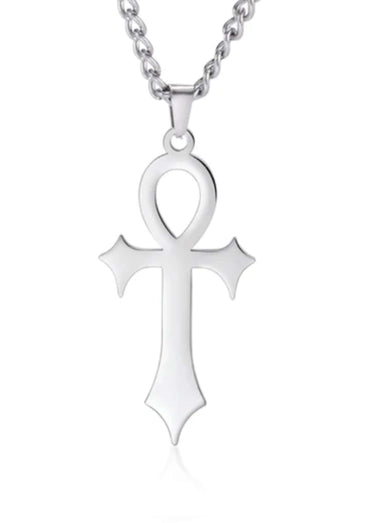 Silberne ankh halskette edelstahl mit polierter oberfläche und verdrehter kette fürlen breite