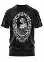 Schwarzes Gothic-Metal-T-Shirt mit Skelettfrau in antichristlichem Design