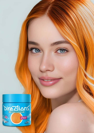 Ein lebendiger blauer zylinderförmiger behälter apricot directions 100ml haartönung für blondiertes haar mit semi-permanenter farbe