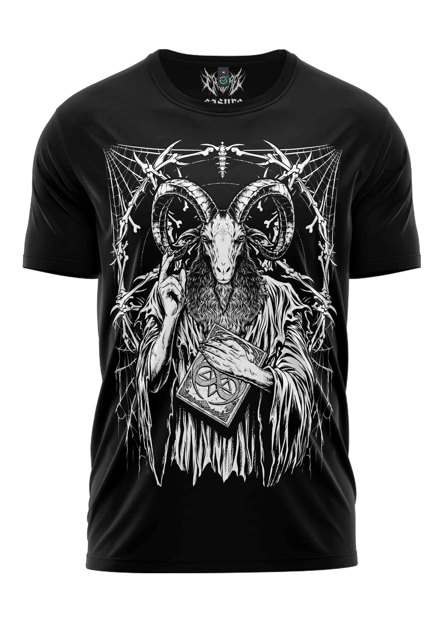 Schwarzes Gothic-Metal T-Shirt Baphomets Feast mit gehörntem Ziegenbock