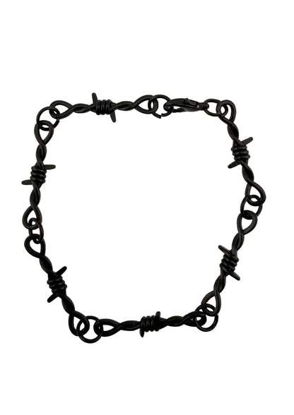 Schwarzes barbed wire black armband mit gedrehtem metall und sicherem verschluss für dunkle mode und gothic armband