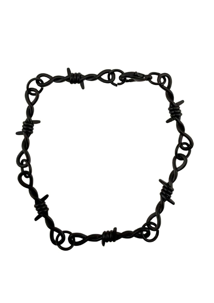 Schwarzes barbed wire black armband mit gedrehtem metall und sicherem verschluss für dunkle mode und gothic armband