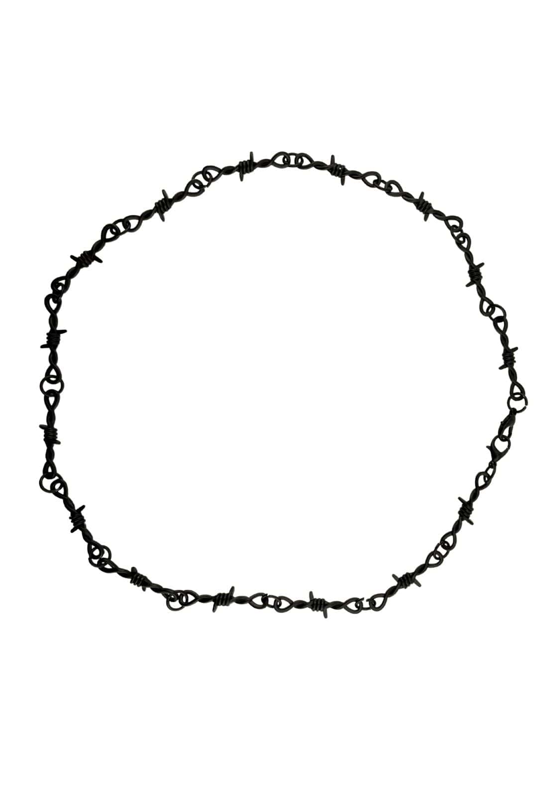 Schwarze Stacheldraht-Halskette mit metallischem Finish und gedrehten Gliedern
