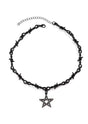 Schwarzer StachelDraht-Choker mit Pentagramm-Anhänger, Metall