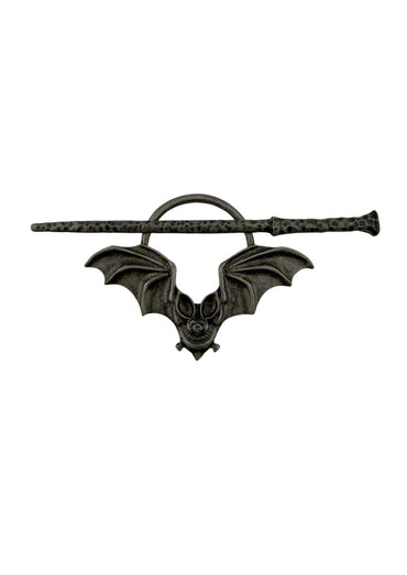 Bat circle haarklammer mit dunklem metall und mondfalter-design in dunkler ästhetik mit strukturiertem stab