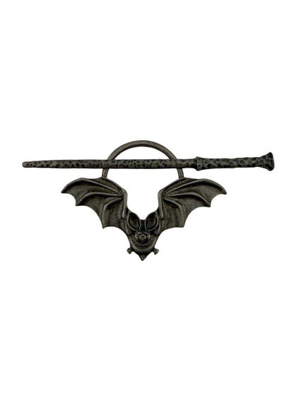 Bat circle haarklammer mit dunklem metall und mondfalter-design in dunkler ästhetik mit strukturiertem stab