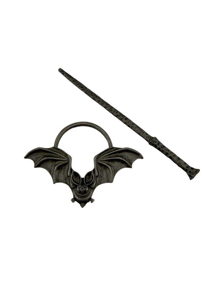 Schwarzer bat circle haarklammer mondfalter mit strukturflügeln antique finish dunkle ästhetik