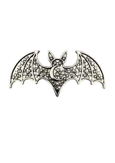 Silberner bat moon and stars haarklammer mit sternen und mond detail als gothic hair clip und haarschmuck