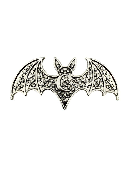 Silberner bat moon and stars haarklammer mit sternen und mond detail als gothic hair clip und haarschmuck