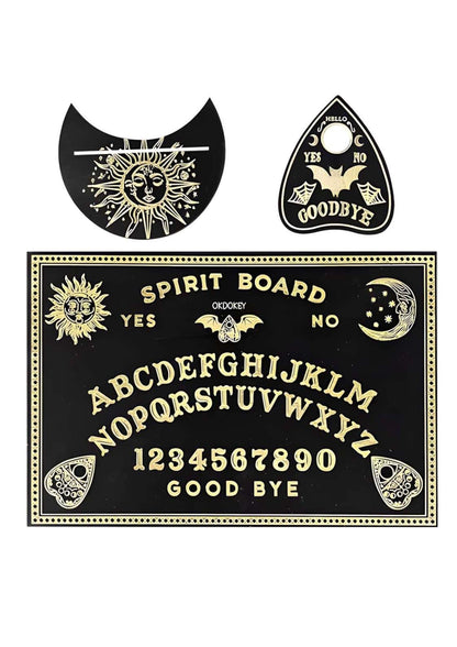 Bat moon spirit brett mit tiefschwarzem design und goldenen symbols mond ouija brett mit buchstabenlayout
