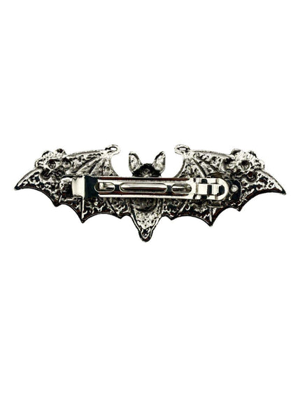 Silberne bat moon stars and flowers haarklammer in gothic stil mit dekorativen horror elementen für dark fashion