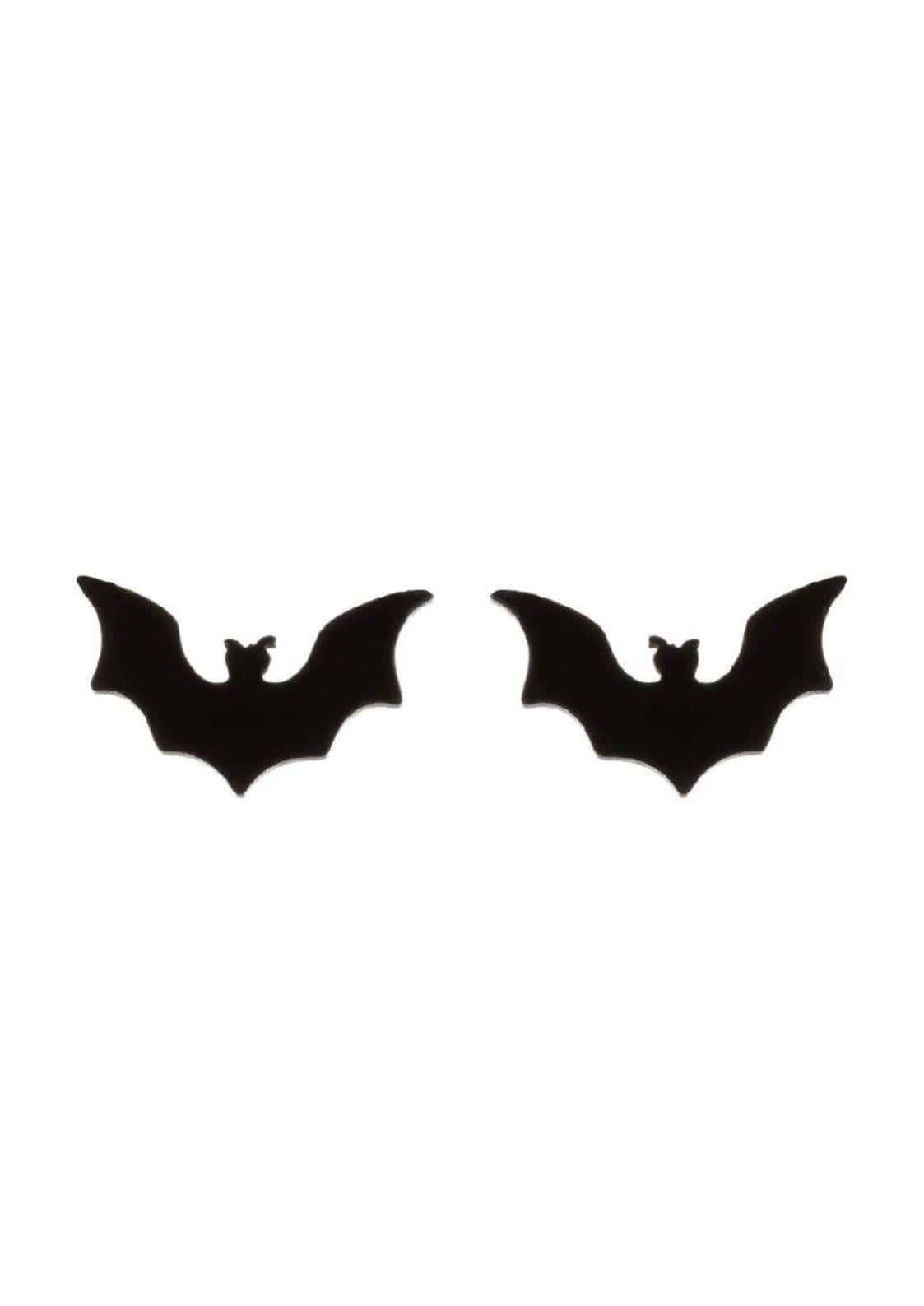 Schwarze bat stud ohrringe aus metall im gothic stil für horror und dark fashion fans