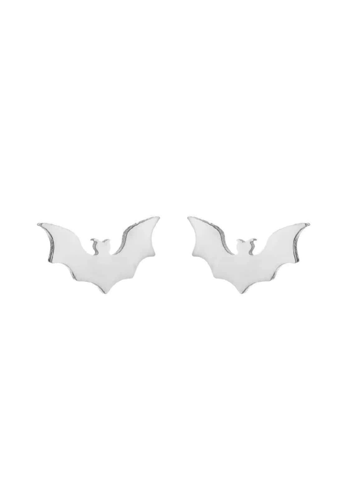 Silberne bat stud ohrringe mit minimalistischem design ideal für gothic und dark fashion looks