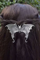 Silberne gotische Bat Wings Haarklammer mit Fledermausmotiv