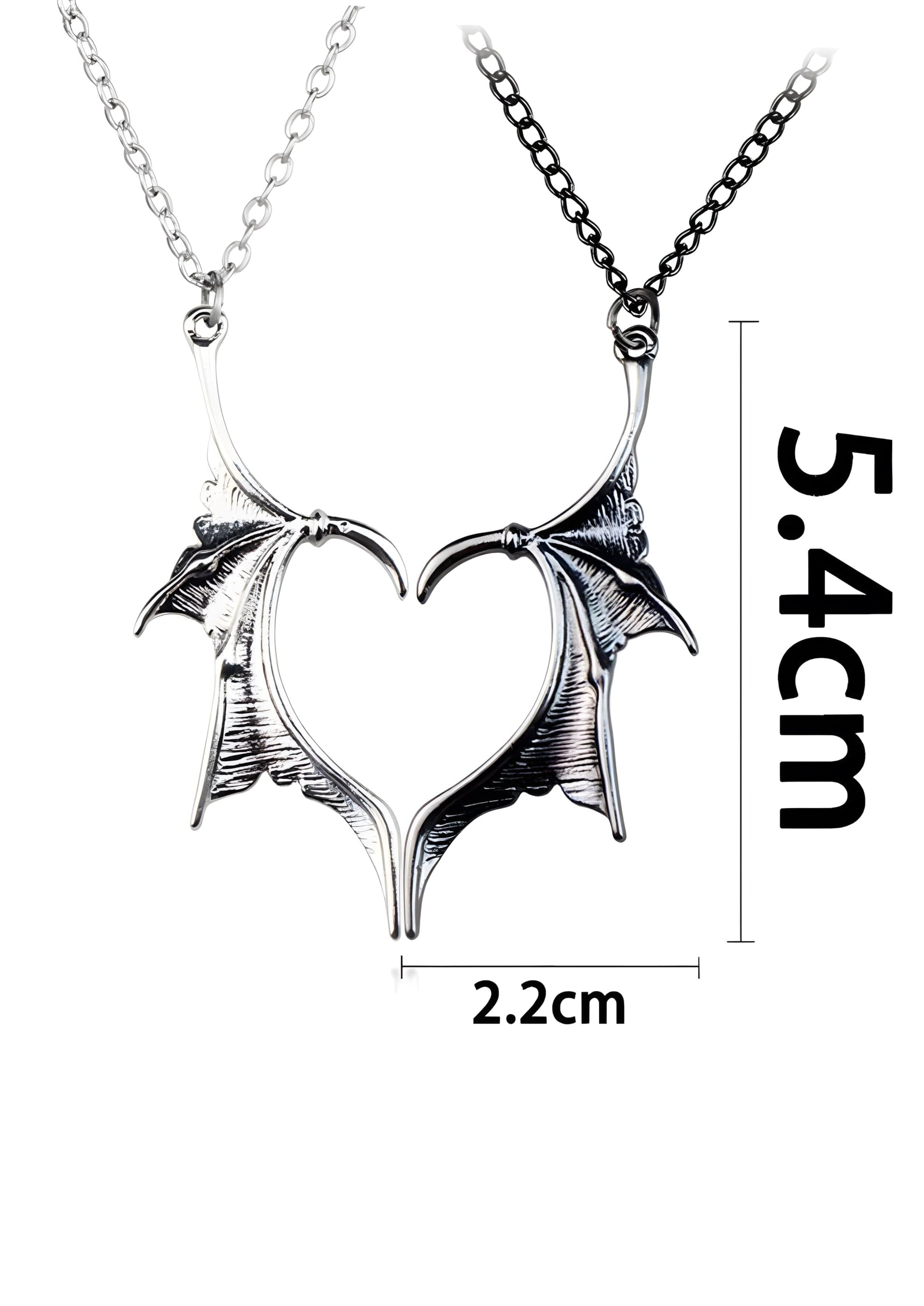 Silbernes herzförmiges Drachenflügel-Halskettchen