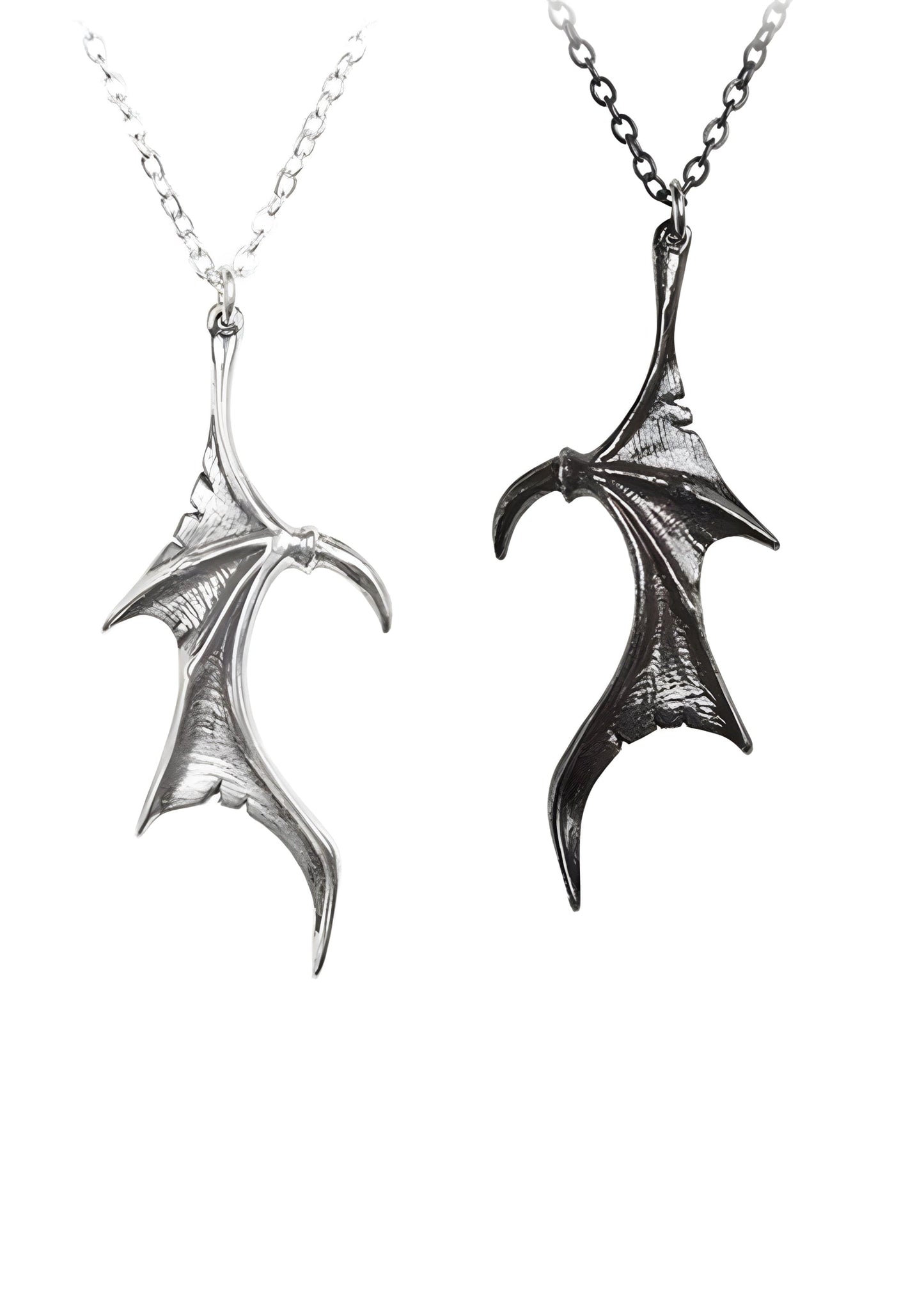Fledermausflügel-Halskette Kette Silber Schwarz gotisches Design