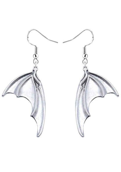 Silberne metallische Fledermausflügel-Ohrstecker im Gothic-Design