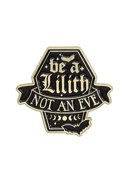 Gothic Lilith Hexagon-Anstecknadel mit Fledermäusen und Mondphasen