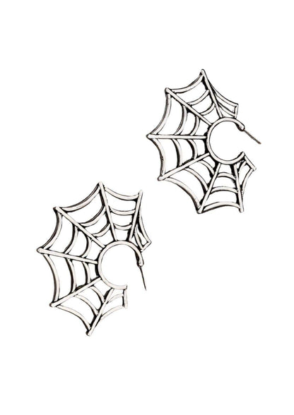 Silberne big spiderweb ohrringe mit filigranem spinnenwebmuster und minimalistischem design