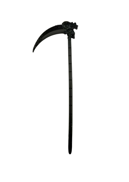 Schwarze schwarze death haarnadel aus kunststoff mit gebogenem klingen und schädelkopf, gothic horror design