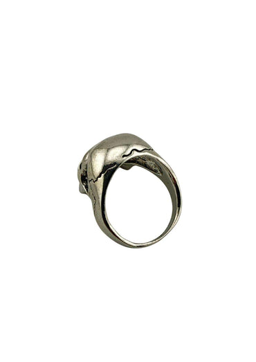Markanter gothic-ring black eyed skull silberfarbener schädelring mit texturierter, verstellbarer band