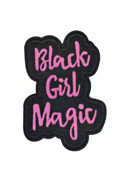 Schwarzer patch mit pinker stickerei black girl magic als gothic patch und president patch geeignet